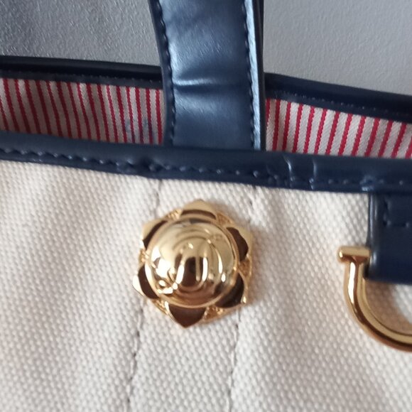 DRAPER JAMES Totes Y'all cream canvas tote bag with striped lining - Picture 6 of 16